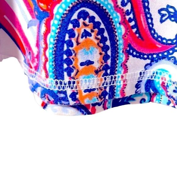 T by Talbots red, white, and blue paisley tab sleeve notch neck UPF 50 size XL - Picture 8 of 11